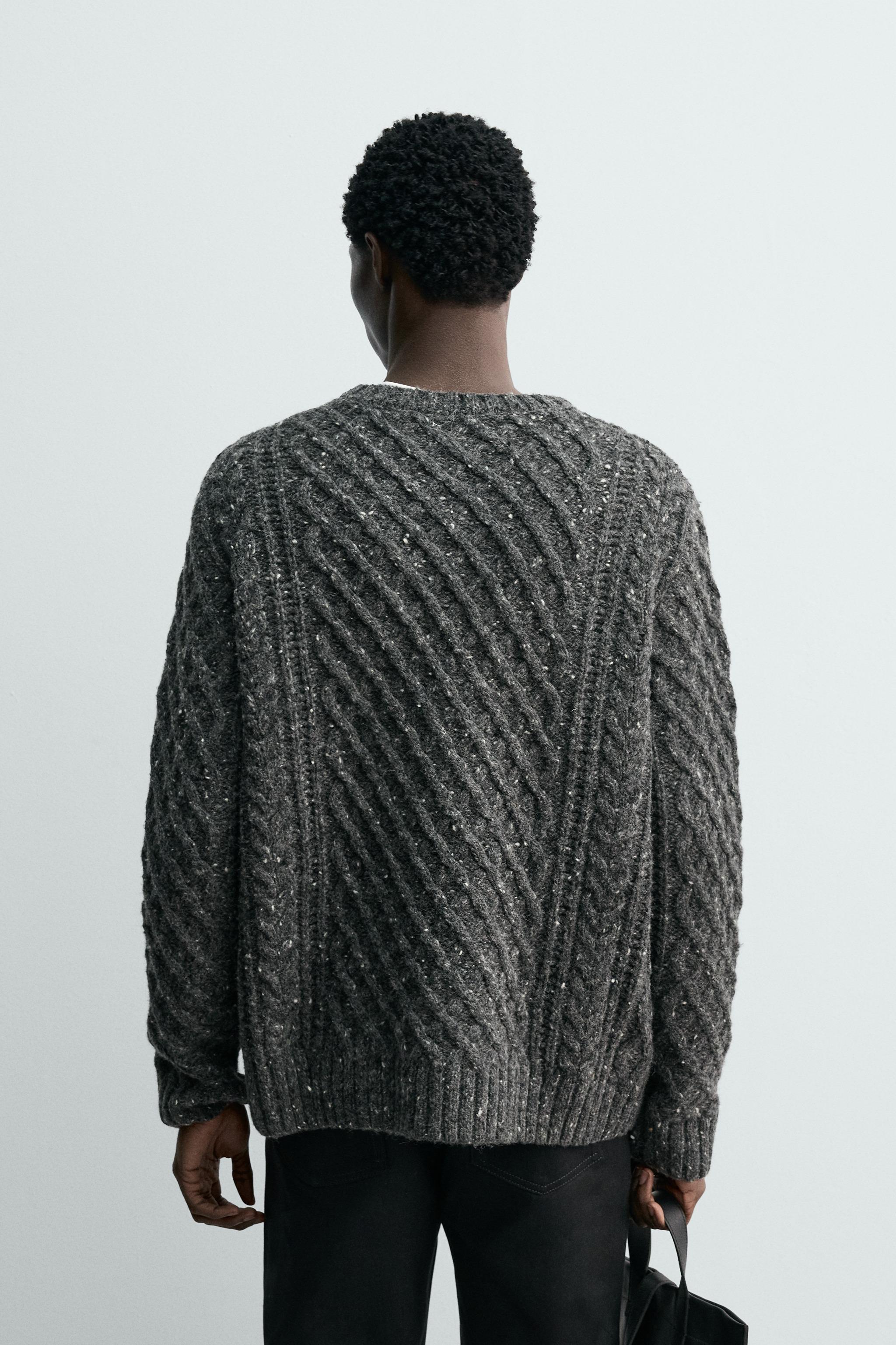 100% WOOL CABLE-KNIT JUMPER WITH SPECKLES